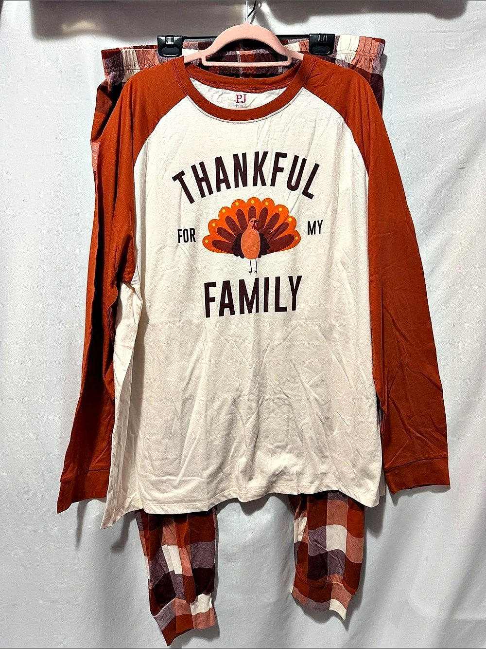 PJ Place Thankful Family pajama set Long Sleeve Pajama Set in Brown & Orange